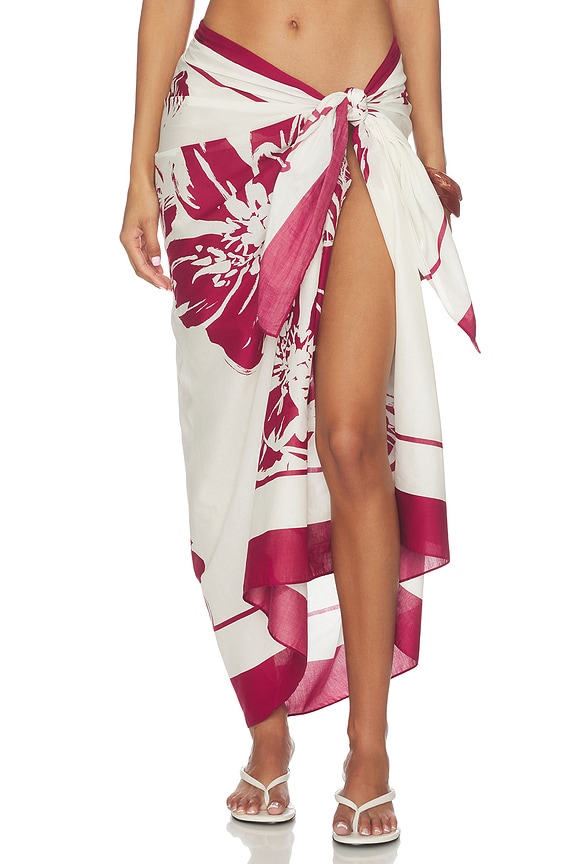 view 1 of 6 The Vintage Floral Pareo in Earth Red