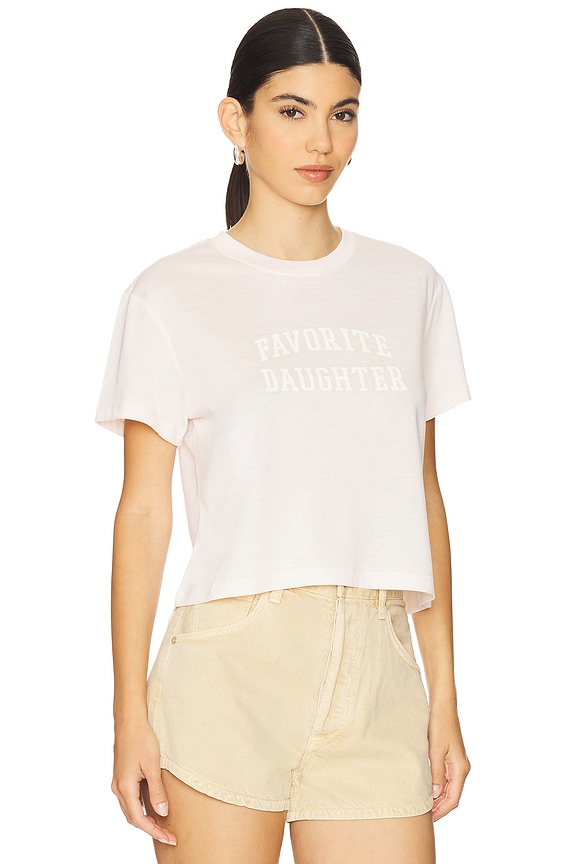 view 2 of 4 Favorite Daughter Cropped Collegiate Tee in Rosewater & Snow White