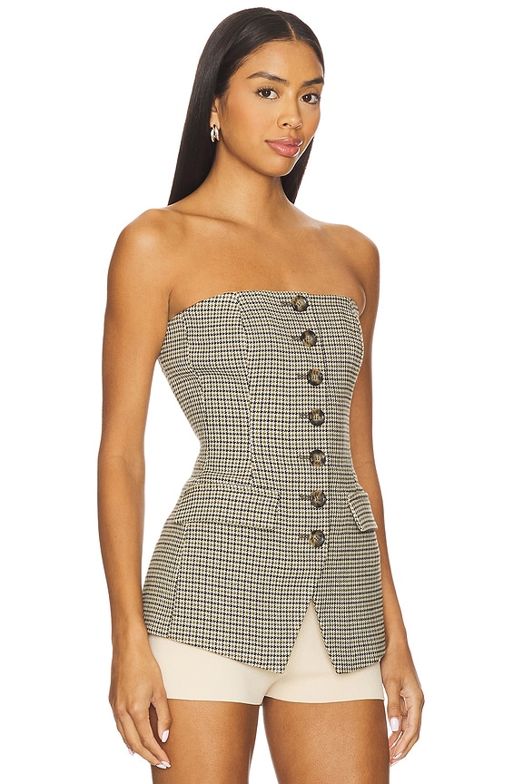 view 2 of 5 Phoebe Bustier Top in Chesire Houndstooth