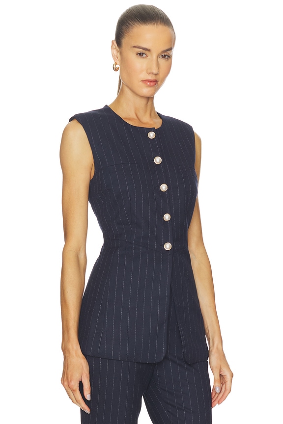 view 2 of 5 TOP SANS MANCHES THE CLOCKING IN in Navy Pinstripe