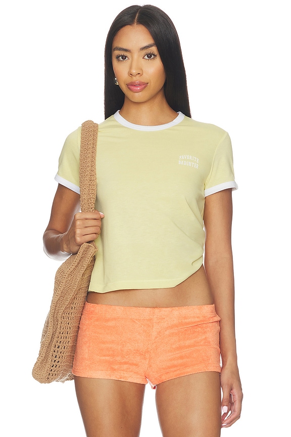 view 1 of 4 CAMISETA RINGER THE CROPPED FAVORITE DAUGHTER in Golden & Off White