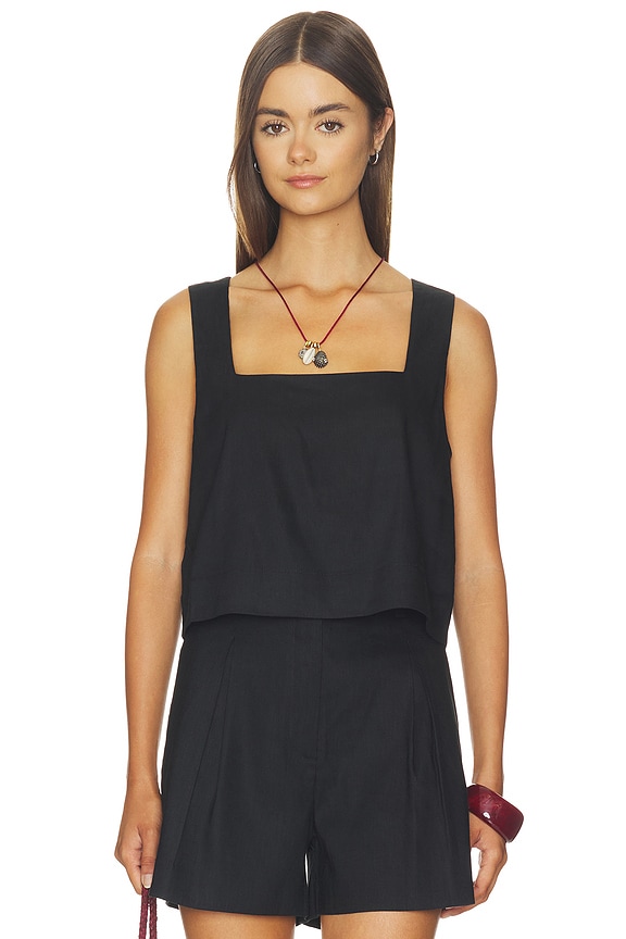 view 1 of 4 The Linen Abby Top in Black