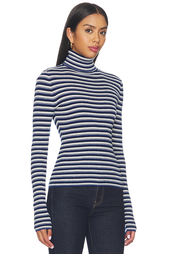 view 2 of 5 The Amelia Long Sleeve Top in Cobalt Mini Stripe