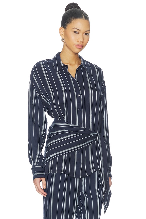 view 2 of 6 The Positano Shirt in Midnight Grey Stripe
