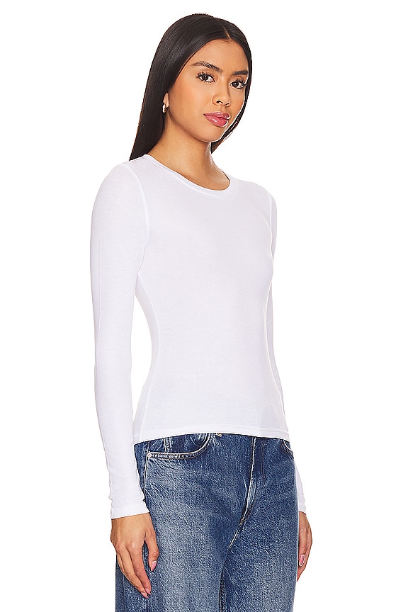 view 2 of 4 The Ribbed Long Sleeve Top in White