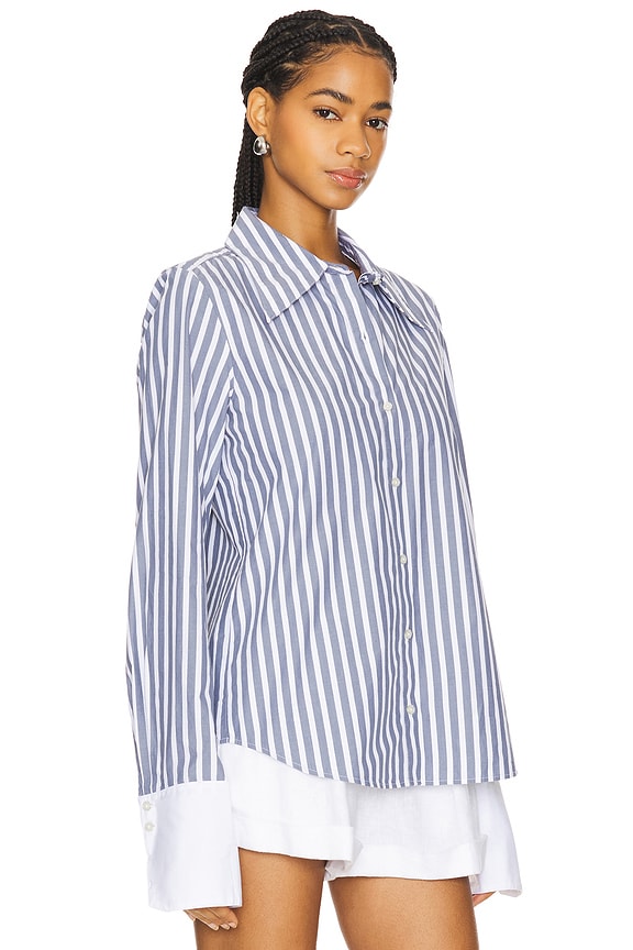 view 2 of 5 CUFFED STATEMENT シャツ in Dark Slate Stripe