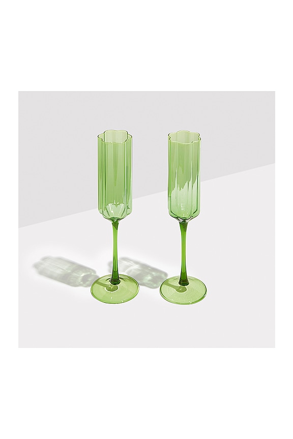 view 2 of 3 Wave Flutes Set of 2 in Green