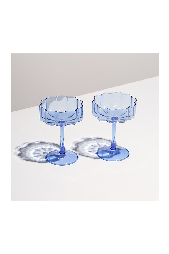 view 2 of 4 Wave Coupe Glasses Set of 2 in Blue