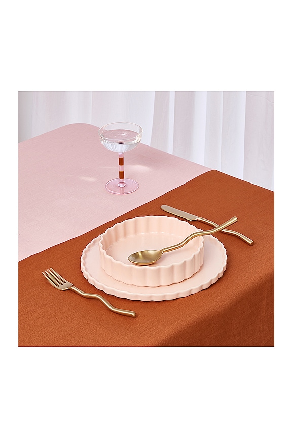 view 2 of 2 MANTELES HALF HALF TABLECLOTH in Pink & Terracotta