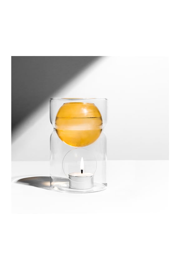 view 2 of 3 Oil Burner With Tealight in Clear & Amber