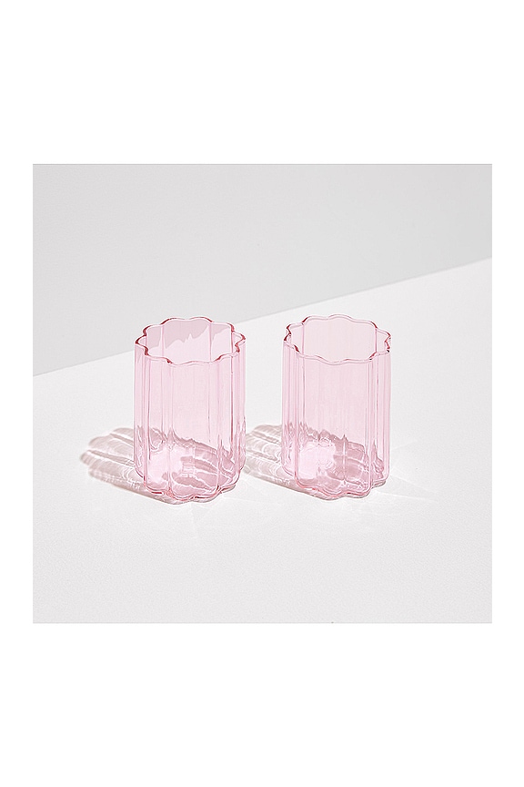 view 2 of 3 Wave Glass Set Of 2 in Pink