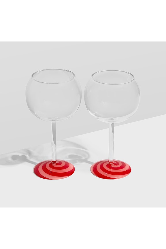 view 2 of 3 Swirl Wine Glasses Set Of 2 in Red & Pink