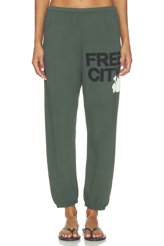 view 2 of 6 PANTALON SWEAT LARGE FREECITY in Surplus Green & Cream