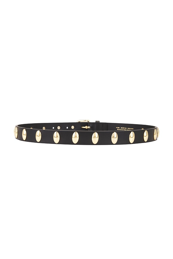 view 2 of 3 Rebecca Belt in Black Calf With Gold Oval Studs