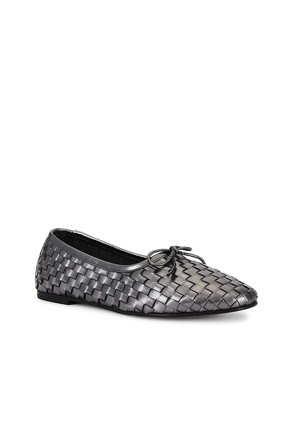 view 2 of 5 Roma Flat in Gunmetal Closed Woven Calf