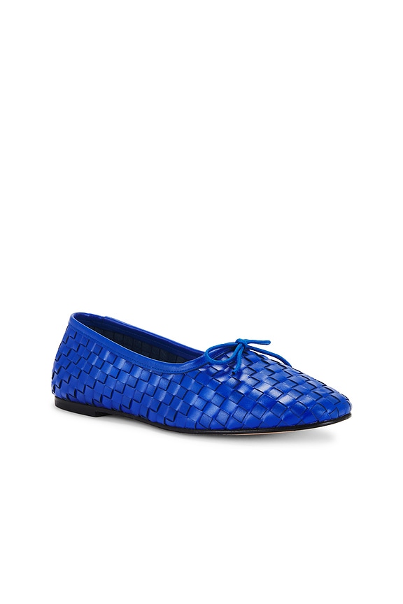 view 2 of 5 Roma Flat in Cobalt Closed Woven Calf