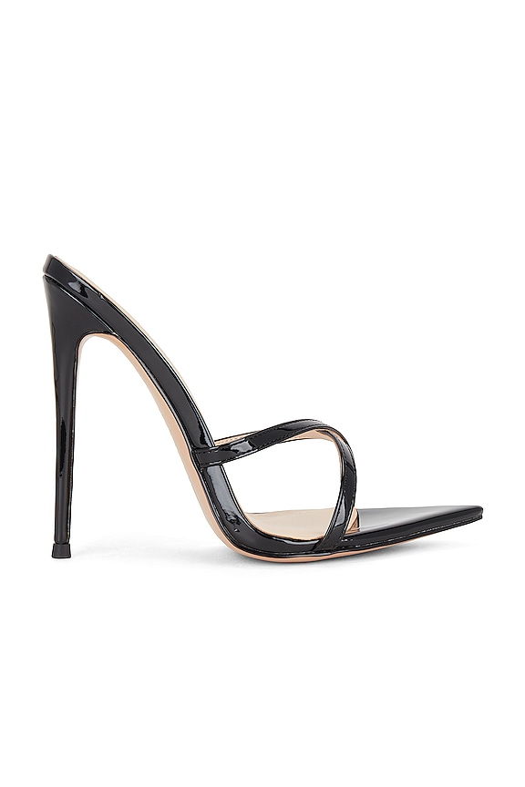 FEMME LA Donatella Mule Sandal in Patent Black | REVOLVE