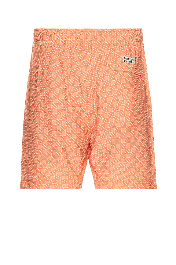 view 2 of 3 the Bayberry Swim Shorts in Orange Sea Squares