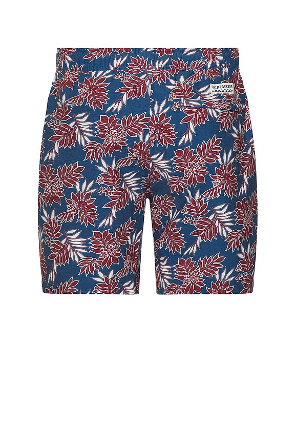view 2 of 3 The Bayberry Swim Trunk in Navy Crimson Leaves