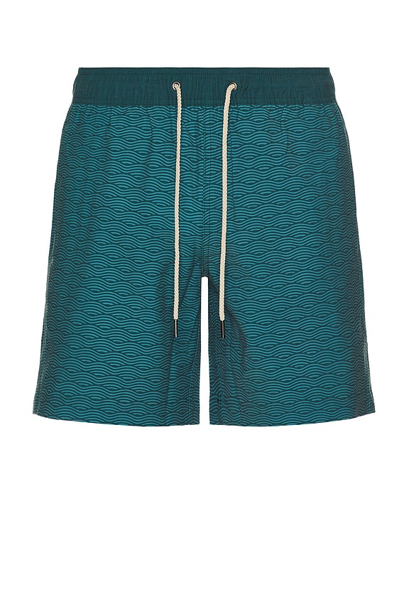 view 1 of 3 The Bayberry Swim Trunks in Green Waves