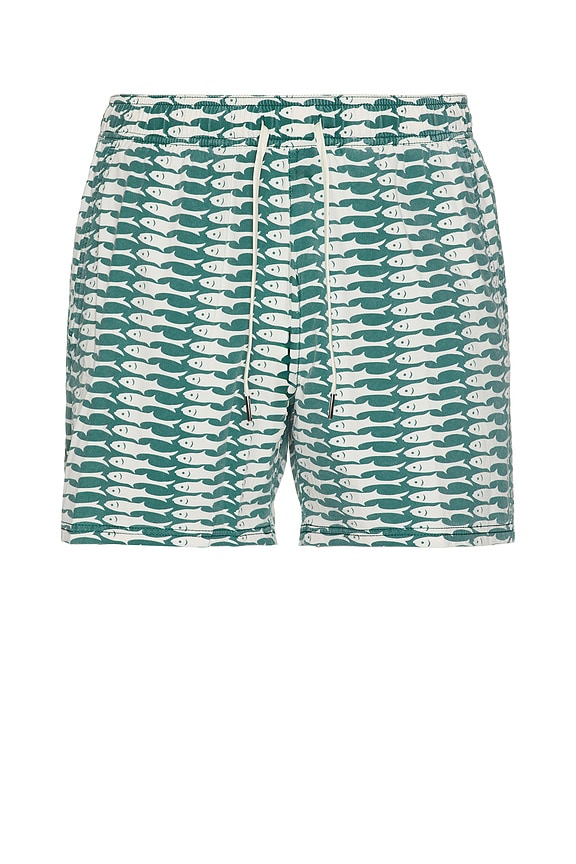view 1 of 5 The Bungalow Swim Trunks in Green Sardine