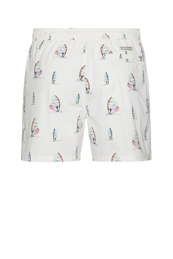 view 2 of 5 The Bungalow Swim Trunks in White Windsurfer