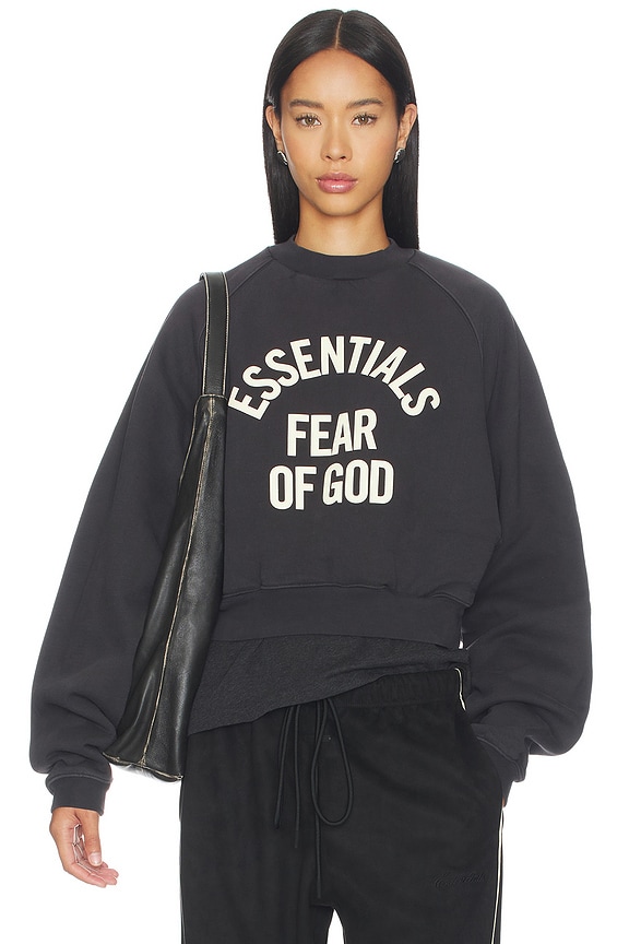 view 1 of 4 Campus 90's Cropped Raglan Crewneck in Faded Black