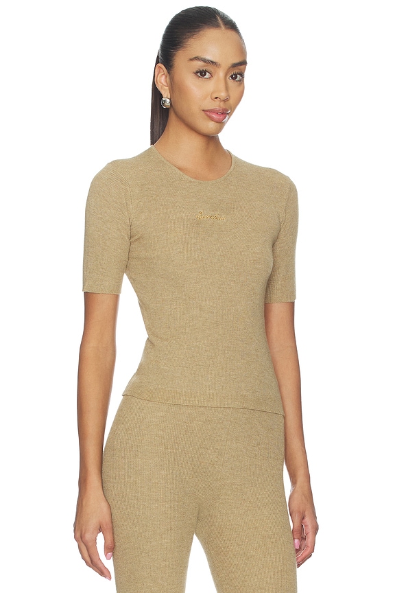 view 2 of 5 Signature Rib Knit Fitted Short Sleeve Tee in Dune