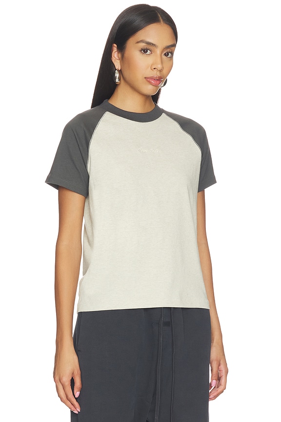 view 2 of 5 Signature Classic Fit Baseball Tee in Heather Stone & Iron Grey in Heather Stone & Dune