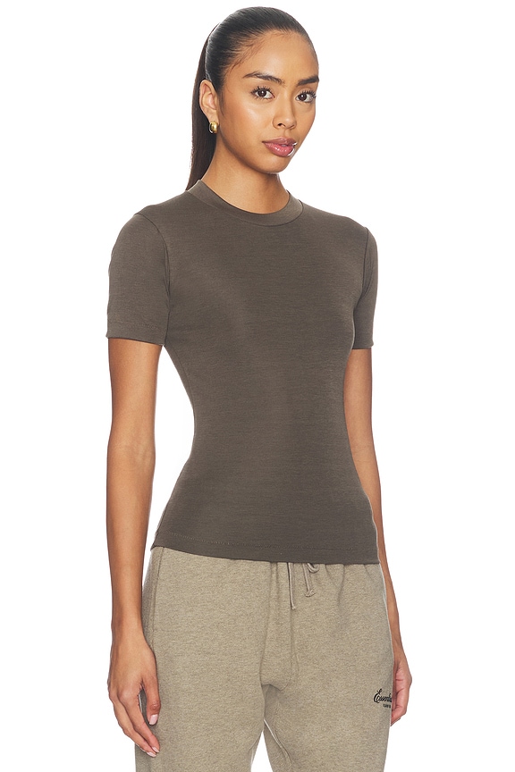 view 2 of 5 Fitted Short Sleeve Tee in Brown