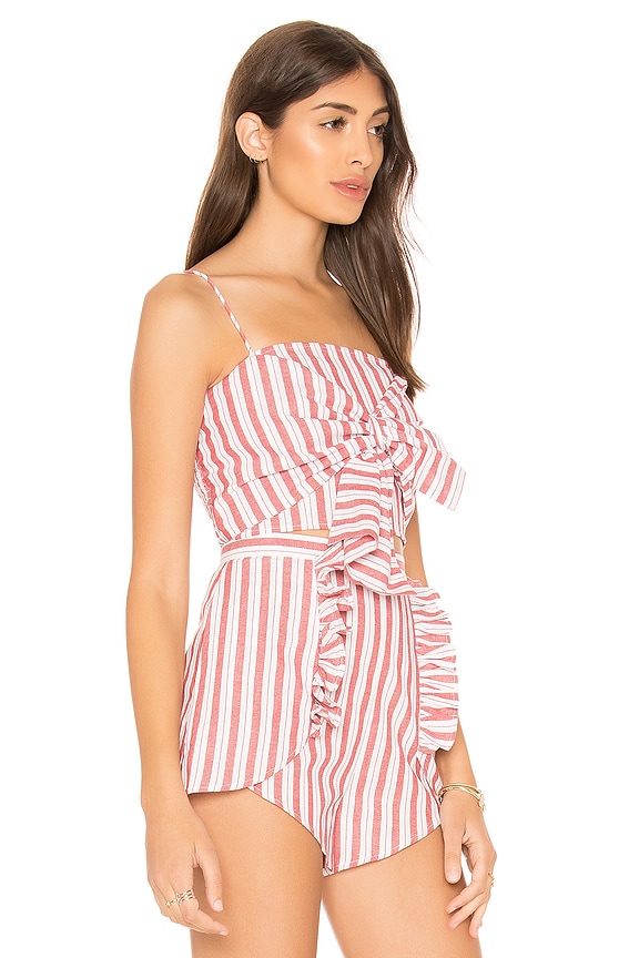 view 2 of 4 Acacia Stripe Top in White & Red