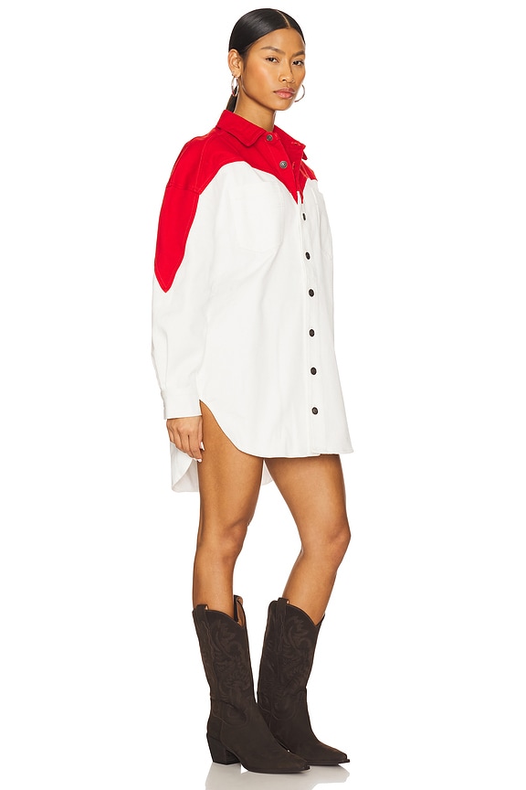 view 2 of 3 Heart Denim Shirt Dress in Red & White