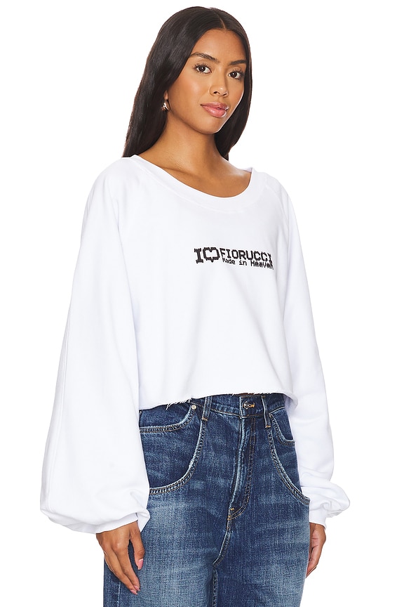 view 2 of 4 I Love Fiorucci Print Cropped Sweatshirt in White