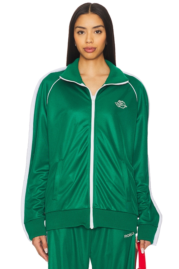 view 2 of 5 Puffy Piping Angel Track Sweatshirt in Dark Green