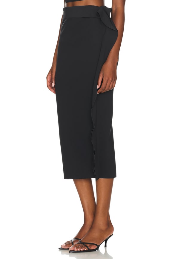 view 2 of 4 FALDA MIDI DE VOLANTES in Black