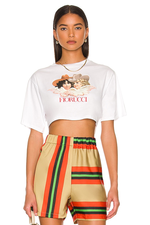 view 1 of 4 Cowboy Angels Crop Tee in White