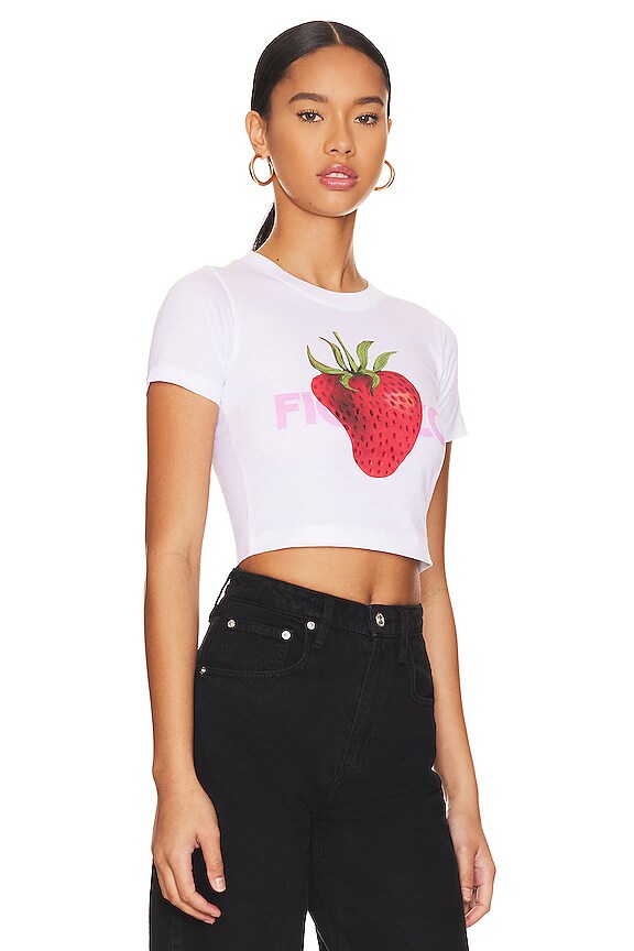 view 2 of 4 STRAWBERRY 크롭 티셔츠 in White