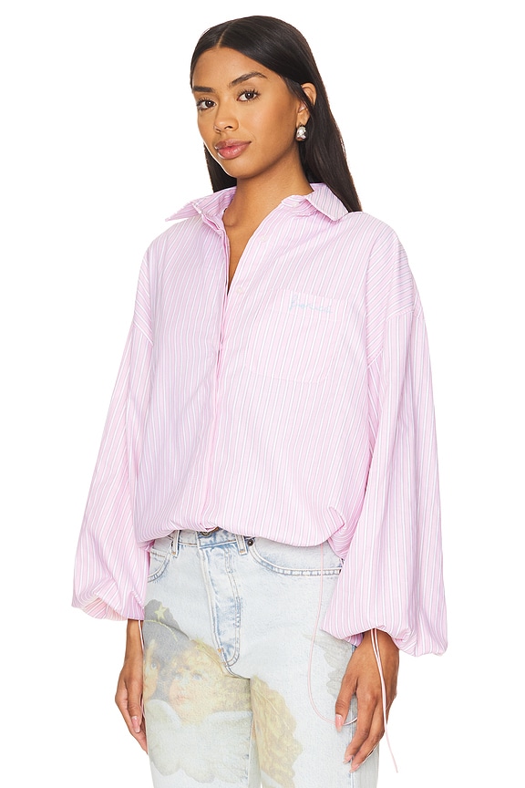 view 2 of 5 CAMISA BALLOON SLEEVE STRIPED in Pink Stripes