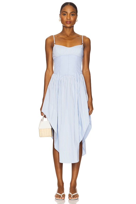 view 2 of 5 VESTIDO MIDI DE POPELINA CON COPA in Stripe Sky