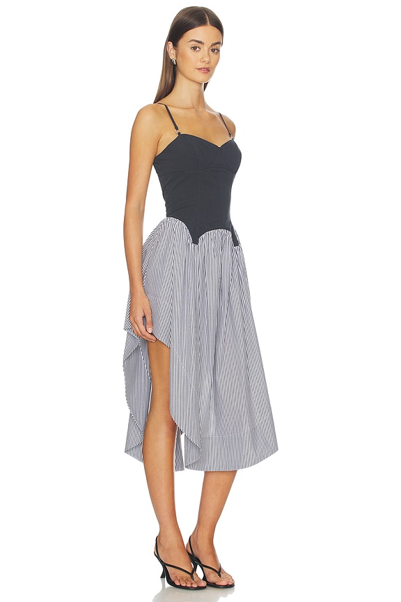 view 2 of 4 Colorblock Cupped Midi Dress in Black Stripe