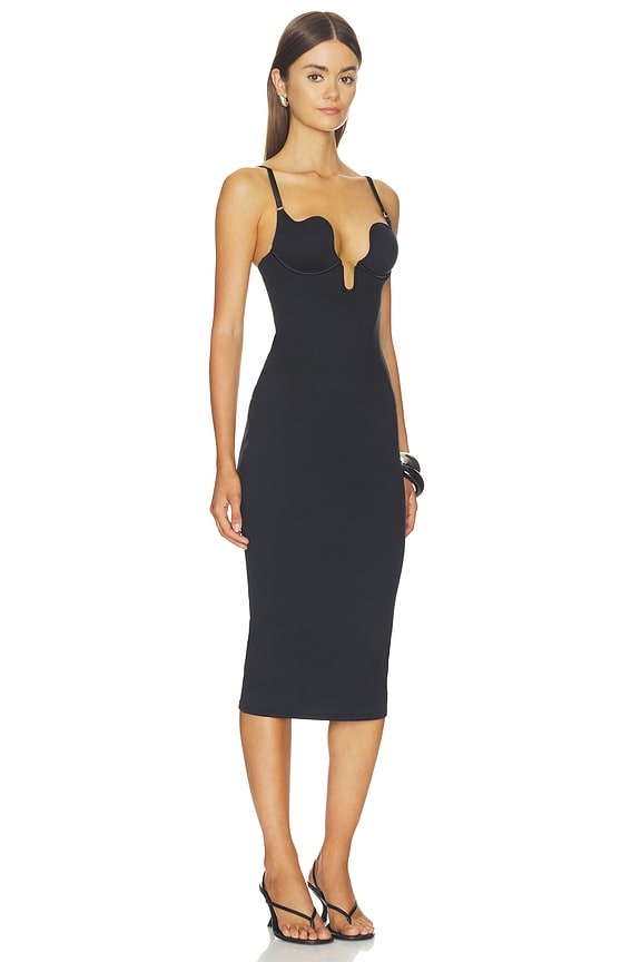 view 2 of 3 Le Stretch Micro U-plunge Midi Dress in Black