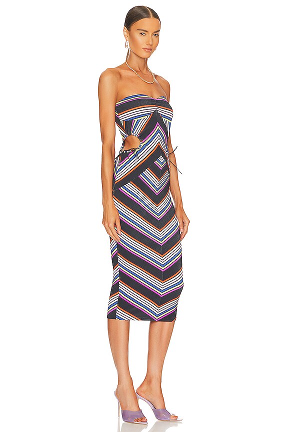 view 2 of 3 Striped Rib Chevron Cutout Dress in Multicolor Stripe