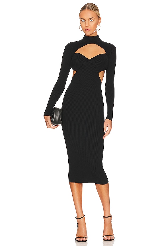 view 2 of 4 Knit Cross Back Midi Dress in Black