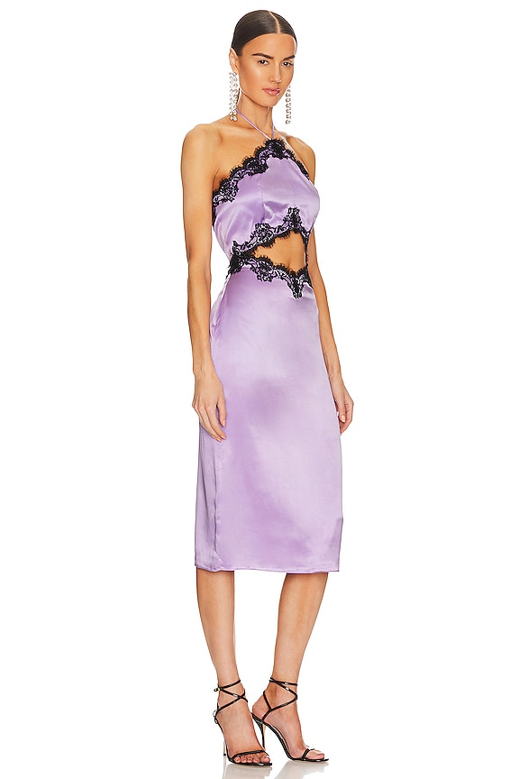 view 2 of 3 Silk And Lace Halter Slip Dress in Light Lilac