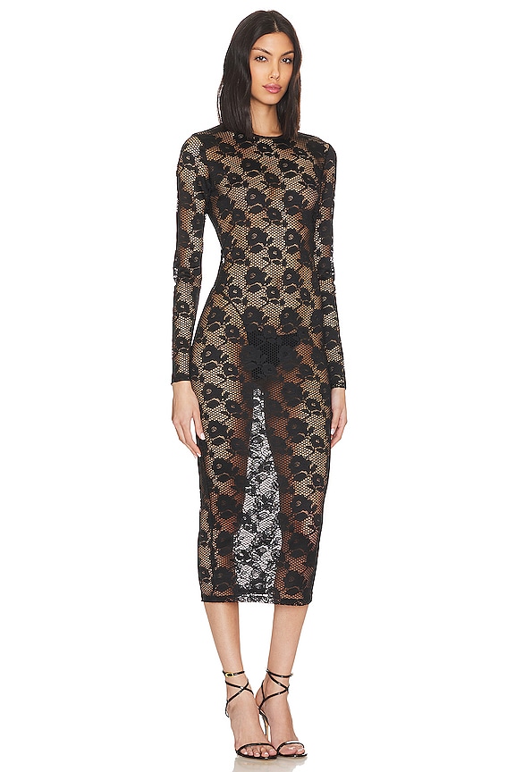 view 2 of 3 Rosalia Lace Long Sleeve Dress in Black