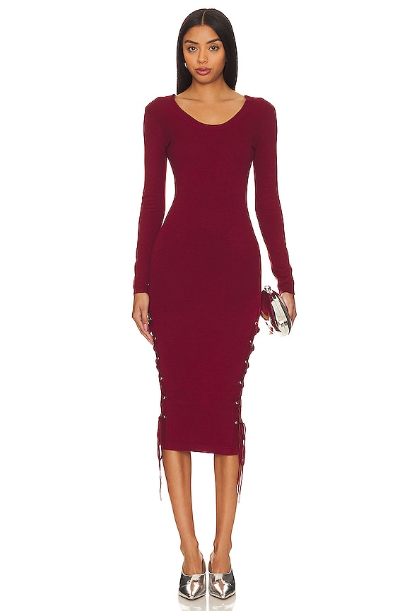 view 2 of 4 Lace Up Sides Midi Dress in Cinnamon