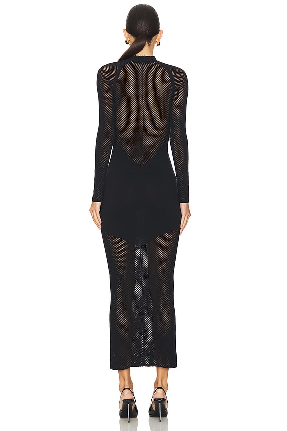 Knit Mesh Long Sleeve Maxi Dress