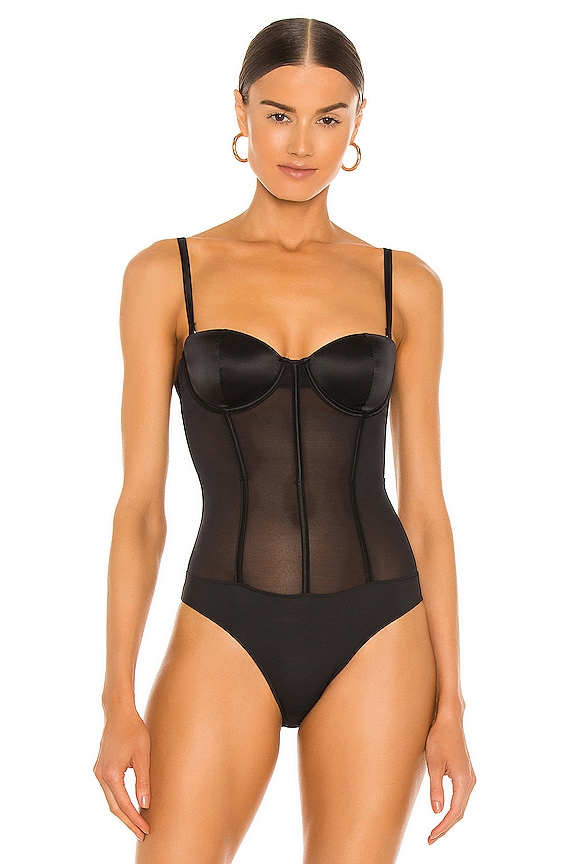 view 2 of 5 Silk and Mesh Bodysuit in Black