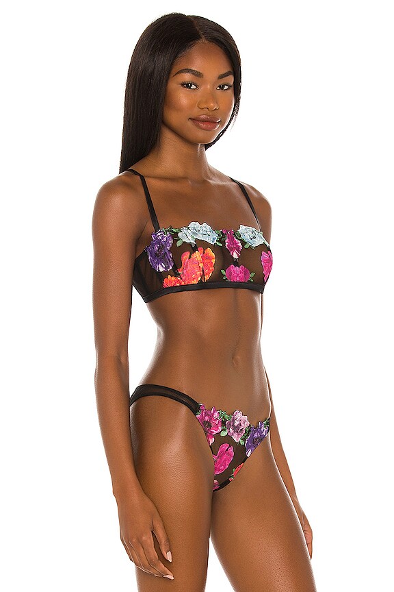 view 2 of 4 Monet Embroidered Boned Bralette in Black