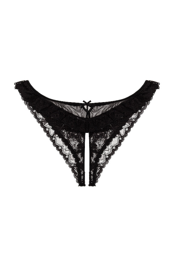 view 2 of 2 Ruffle Crotchless Cheeky Thong in Black